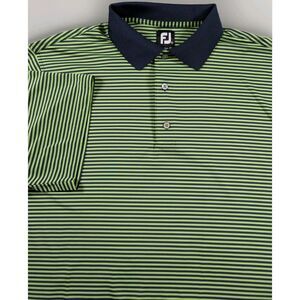 FootJoy Polo Shirt Men’s XL Green Blue Stripe Golf Stretch Short Sleeve